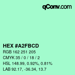 Color code: HEX #A2FBCD | qconv.com