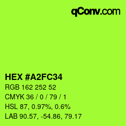 カラーコード: HEX #A2FC34 | qconv.com