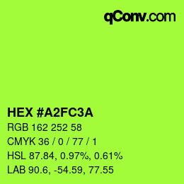 カラーコード: HEX #A2FC3A | qconv.com