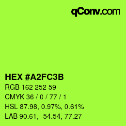 Color code: HEX #A2FC3B | qconv.com