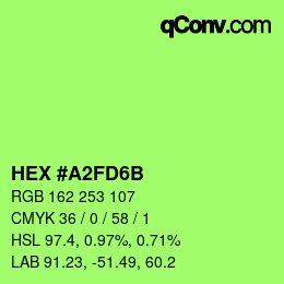 カラーコード: HEX #A2FD6B | qconv.com