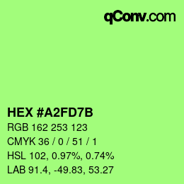 Color code: HEX #A2FD7B | qconv.com