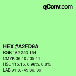 Color code: HEX #A2FD9A | qconv.com