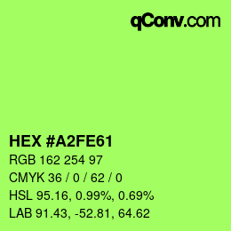 Farbcode: HEX #A2FE61 | qconv.com