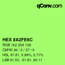 Farbcode: HEX #A2FE6C | qconv.com