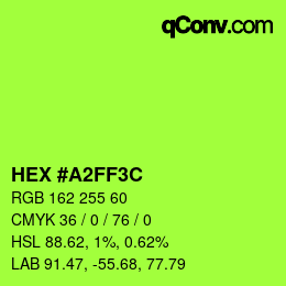 Color code: HEX #A2FF3C | qconv.com