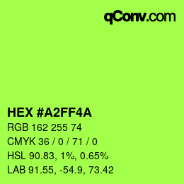 Color code: HEX #A2FF4A | qconv.com