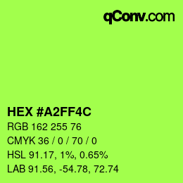 Color code: HEX #A2FF4C | qconv.com