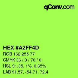 Color code: HEX #A2FF4D | qconv.com