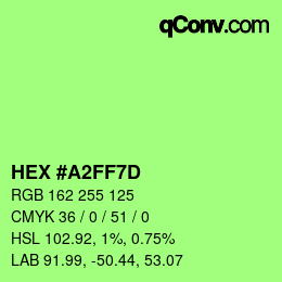 Color code: HEX #A2FF7D | qconv.com