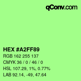 カラーコード: HEX #A2FF89 | qconv.com