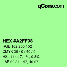 カラーコード: HEX #A2FF98 | qconv.com