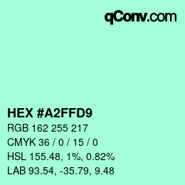 Color code: HEX #A2FFD9 | qconv.com