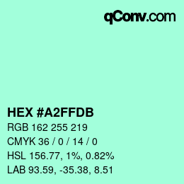 Color code: HEX #A2FFDB | qconv.com