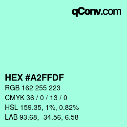 カラーコード: HEX #A2FFDF | qconv.com