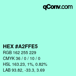 カラーコード: HEX #A2FFE5 | qconv.com