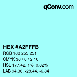 Color code: HEX #A2FFFB | qconv.com