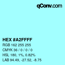颜色代码: HEX #A2FFFF | qconv.com
