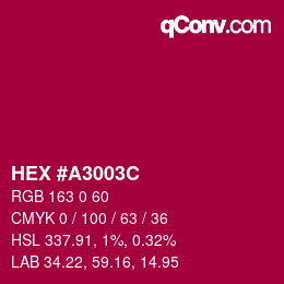 Color code: HEX #A3003C | qconv.com