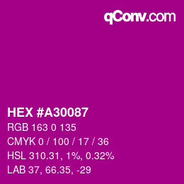 Color code: HEX #A30087 | qconv.com