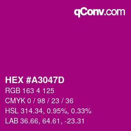 颜色代码: HEX #A3047D | qconv.com