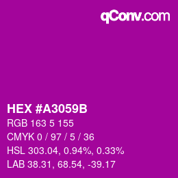 カラーコード: HEX #A3059B | qconv.com