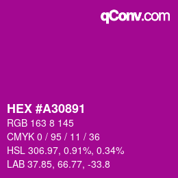 颜色代码: HEX #A30891 | qconv.com
