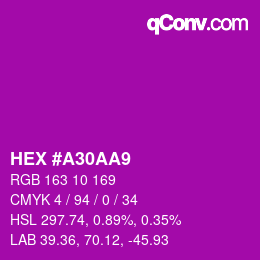 颜色代码: HEX #A30AA9 | qconv.com