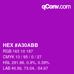 Farbcode: HEX #A30ABB | qconv.com