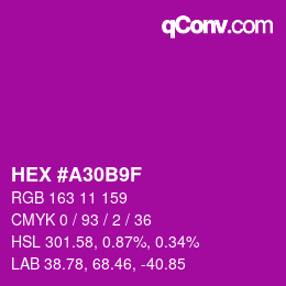カラーコード: HEX #A30B9F | qconv.com