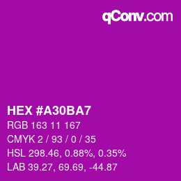 カラーコード: HEX #A30BA7 | qconv.com