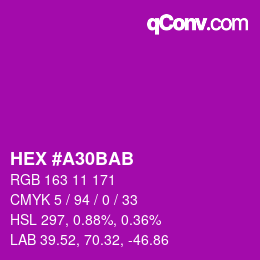 Color code: HEX #A30BAB | qconv.com