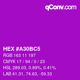 Color code: HEX #A30BC5 | qconv.com