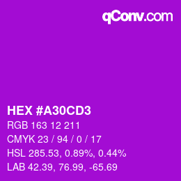 カラーコード: HEX #A30CD3 | qconv.com