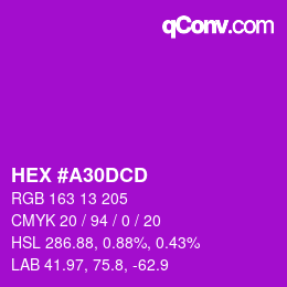 カラーコード: HEX #A30DCD | qconv.com