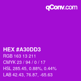 颜色代码: HEX #A30DD3 | qconv.com