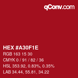 Color code: HEX #A30F1E | qconv.com