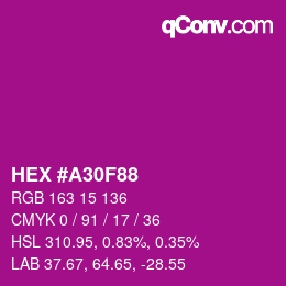 Color code: HEX #A30F88 | qconv.com