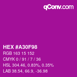 Color code: HEX #A30F98 | qconv.com