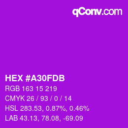 Color code: HEX #A30FDB | qconv.com