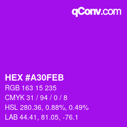 カラーコード: HEX #A30FEB | qconv.com