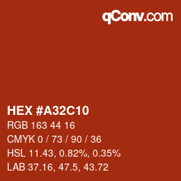 颜色代码: HEX #A32C10 | qconv.com