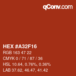 Farbcode: HEX #A32F16 | qconv.com