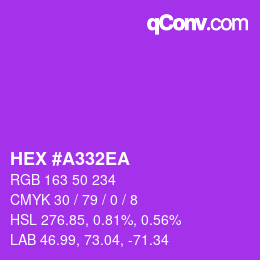 Color code: HEX #A332EA | qconv.com