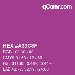 Color code: HEX #A33C8F | qconv.com