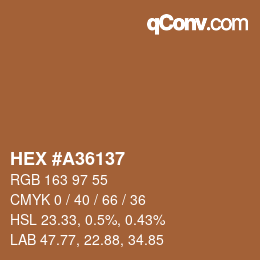 Color code: HEX #A36137 | qconv.com