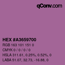 Farbcode: HEX #A3659700 | qconv.com