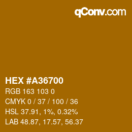 Farbcode: HEX #A36700 | qconv.com