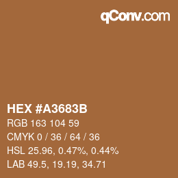 Color code: HEX #A3683B | qconv.com