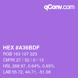 Color code: HEX #A36BDF | qconv.com